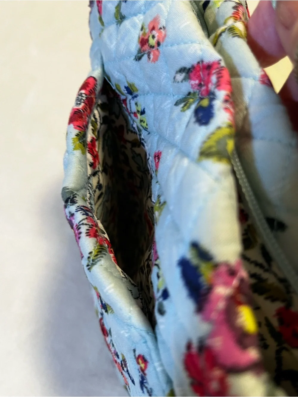 🌸 Vera Bradley Light Blue Floral Quilted Crossbody Purse Shoulder Bag 🌸